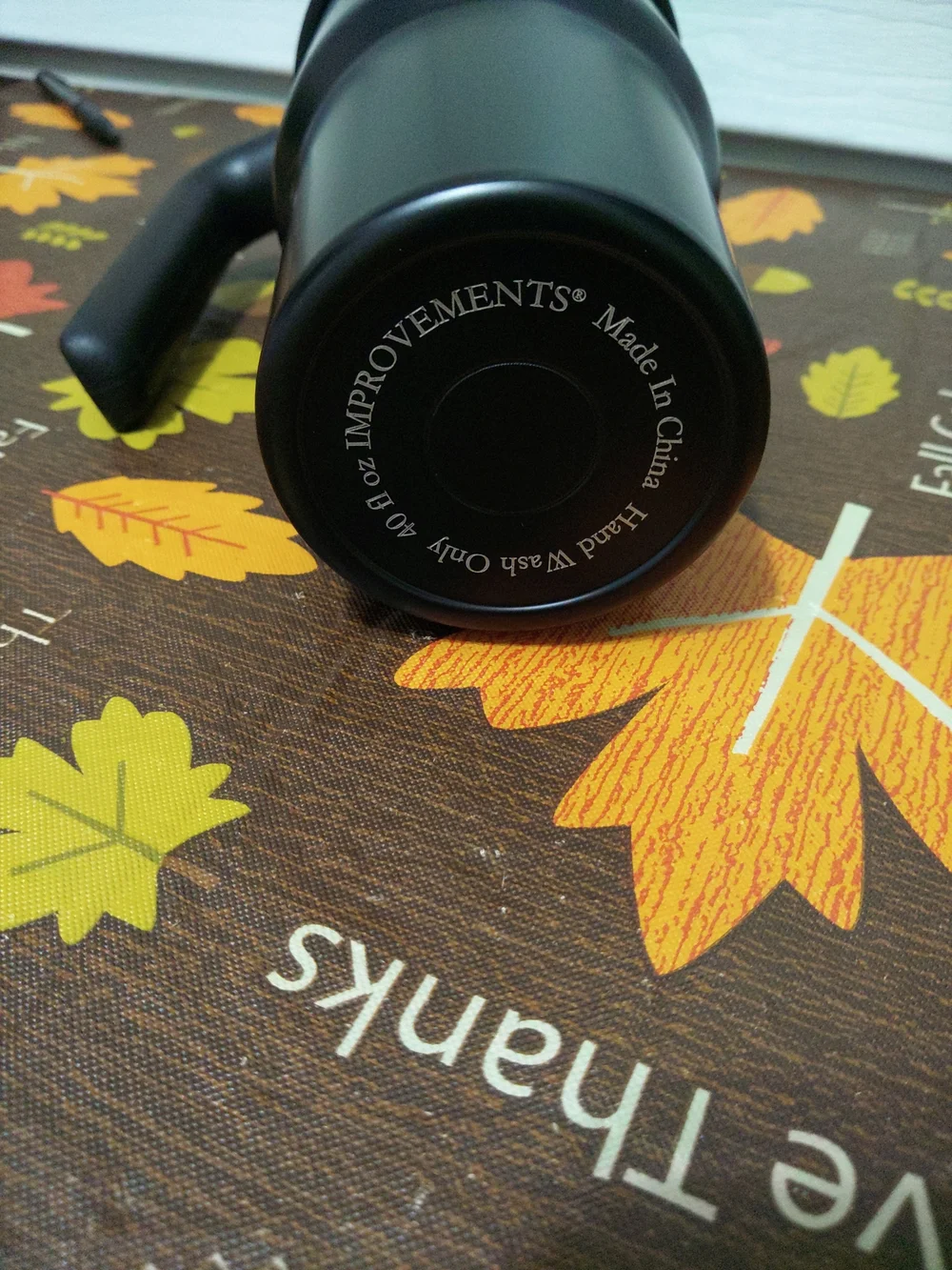 Insulated Black Travel Mug with Handle and Clear Lid